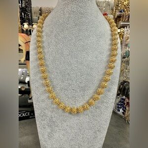 Vintage Signe Monet Gold Tone Filigree Beaded On Chain Necklace